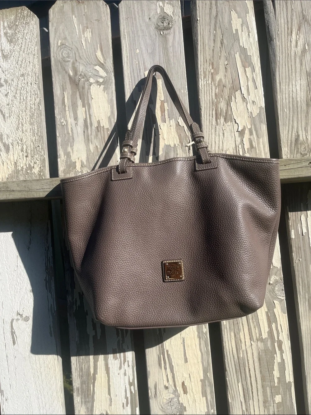 Dooney & Bourke Brown Pebbled Leather Tote